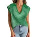 K Women's New V-neck Sweater; Casual Striped Cardigan_ecoleips.com