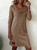 Women's Clothing Autumn/Winter Women's Long Sleeved Turtleneck Dress Comfortable Casual Slim Fitting For Formal & Casual For Women_ecoleips.com