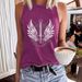 Women's Clothing Guitar Print Round Neck Pullover Casual Sleeveless Top Vest_ecoleips.com