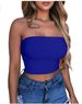 Xomen's Clothing Women's European And American Wrap Chest Solid Color Tube Top Off Shoulder Short Top Tight Tights_ecoleips.com