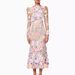 Women's Clothing Mesh Round Neck Long Sleeve Colorful Three Dimensional Flower Hip Fishtail Dress_ecoleips.com