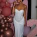 Shining Splicing Gown Party Dress For Women Sexy Strapless Sleeveless Slim Evening Dress Elegant Tie-Up Draped White Long Dress_ecoleips.com
