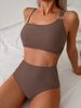 Women's Clothing Solid Color Split Tight Bikini Swimsuit_ecoleips.com