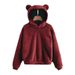 Women's Clothing autumn and winter new fluffy rabbit ears hooded warm sweater sweater_ecoleips.com