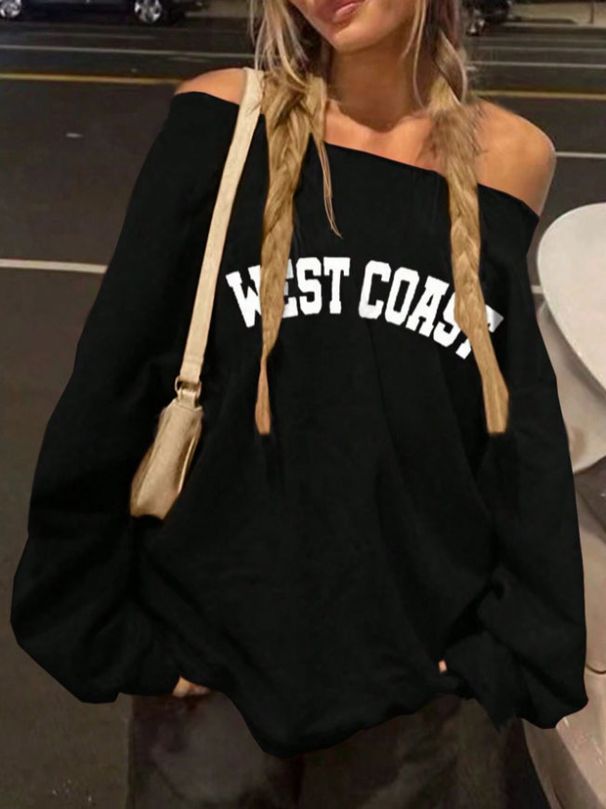 Women's Clothing Autumn And Winter New Letter Print Sweater Casual High Collar Solid Color Long Sleeve Women's Sweater_ecoleips.com