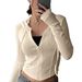 Women's Slim Fit Knitted Cardigan Autumn/Winter Style Sports Sweatshirt Short Zipper Hoodie Top_ecoleips.com