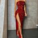 Women's Clothing Sequined Sexy Slit Tube Top One Shoulder Dress Elegant Evening Dress_ecoleips.com