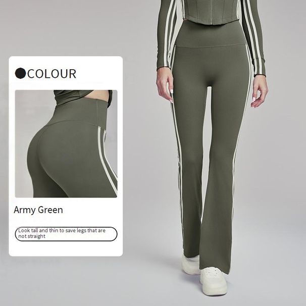 Women's Clothing Flared Yoga Pants Slim Fit High Waist Striped Flared Pants Casual And Versatile Sports Fitness Pants_ecoleips.com