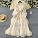 Women's Clothing French Elegance Embroidered V-Neck Dress – Spring Floral Lantern Sleeve A-Line Maxi Dress (Black/Beige/Green/Red/Sky Blue, S-XXL)_ecoleips.com