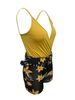Women's V Neck Camisole And Botanical Print Shorts Set With Belt Clothing_ecoleips.com