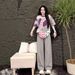 Women's Clothing Style Women's Summer Casual Two Piece Set Short Sleeved T Shirt And Slimming Wide Leg Pants Design_ecoleips.com