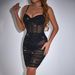 Sexy Mesh Sequin Patchwork Suspender See Through Steel Ring Fishbone Wrapped Hip Dress 60763_ecoleips.com