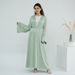 Handcrafted Dubai-Inspired Beaded Open Front Cardigan – Elegant Long Sleeve Blouse For Women (Green, M/L/XL, 3D Floral Design)_ecoleips.com