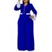 Fashion Women's Trumpet Sleeve Tops Pleated Wide Leg Pants Set Color Matching Two Piece Set_ecoleips.com