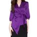 Autumn Tops, Irregular Lace-Up Cardigans, Three-Quarter Sleeves, Satin Tea Outfits_ecoleips.com