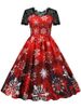 Lace Christmas Dress Women Short Sleeve 50S 60S Vintage Party Costumes Elegant High Waist Xmas Evening Costume Clothes_ecoleips.com