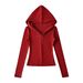 Autumn And Winter German Velvet Half-zipper Hooded Long-sleeved Sweater Female Spice Girl Slim-fitting Inner Top High Waist And Thin_ecoleips.com