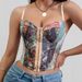 Aria Basics Aria Basics European And American Style Pure Desire Waist Cincher 3D Underwire Slim Fit Camisole Printed Sexy Fishbone Bra Vest Top_ecoleips.com