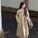 Minimalist Korean-style Lapel Trench For Girls, New Spring Model In Khaki Color, Mid-length, Elegant Coat_ecoleips.com