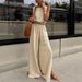 Women's Clothing Cotton And Linen Solid Color Suit Spring And Summer Casual Women's Vest Slit Trousers Two Piece Suit_ecoleips.com
