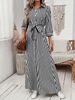 Women's Long Sleeve Stripe Shirt Dress, Lapel Collar Button Down Tunic Dress For Fall Casual Office Wear_ecoleips.com