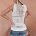 2025 Summer New European And American Style Independent Station Fashion V-Neck Vest Hollow Ice Silk Knit Camisole_ecoleips.com