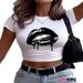 Slim Fit Women's T-Shirt European American Style Fresh Cute Print Short Summer Top_ecoleips.com