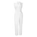 Women's clothing new style elegant suit collar waist chain loose wide leg jumpsuit_ecoleips.com
