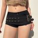 Aria Basics Aria Basics Unique Design Double-belted Low-waist Shorts, European And American Style, Personalized Women's Tight Casual Hot Pants_ecoleips.com