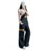 Cross-border 2025 American Retro Plaid Overalls For Women, New Design With Splicing, Loose Straight-leg Jeans_ecoleips.com