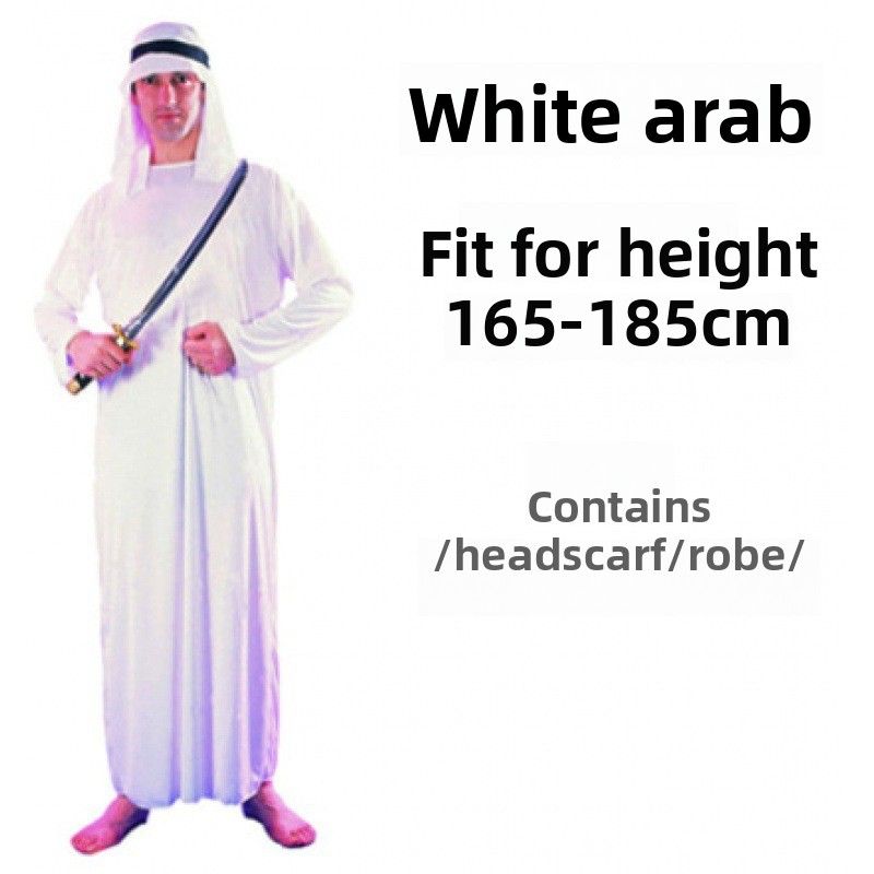 Halloween Party Adult Male Arabian Costume Saudi Dubai Robe Clothing Middle Eastern Shepherd_ecoleips.com
