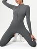 K Zipper Nude Long Sleeved Yoga Jumpsuit, High-strength Long Pants, Fitness Sports Tight Jumpsuit_ecoleips.com