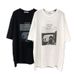 Korean Style Ulzzang Women's T-Shirt Spring/Summer Mid-Length Loose Short Sleeve Beautiful Figure Print Fashion Top_ecoleips.com