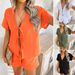 Diyun European American 2025 Spring Summer Casual Solid Color Vacation Style Short Sleeve Tie Top And_ecoleips.com