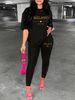 Women's Casual Fashion MILANO ITALIA Pattern Printed Loose T-shirt+cropped Pants Two-piece Home Sportswear Daily Wear-193_ecoleips.com