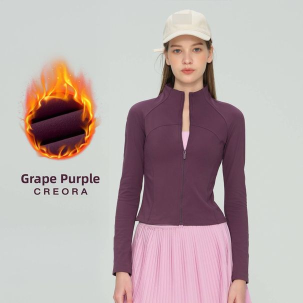Women's Fleece Lined Yoga Cardigan Long Sleeved Pilates Fitness Sports Jacket Autumn Winter Thickened Polyester Top_ecoleips.com