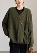 Plus Size V-Neck Wrap Knit Cardigan, Drawstring Waist Sweater With Colorful Buttons_ecoleips.com