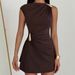 Women's Bodycon Midi Dress With Metal Buttons & Pleated Detail | Elegant High-Waisted Off-Shoulder Summer Dress_ecoleips.com