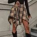 Fashionable Irregular Plaid Mini Skirt with Tie Detail European And American Style Hot Selling 2024 Independent Website Exclusive_ecoleips.com