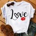 Cross-border Fashion Colorful Lips Plus-size Clothing Letter Print White Cartoon Short-sleeve Women's T-shirt For Summer_ecoleips.com