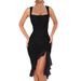 2025 New Suspender Dress For Women's Fashion, Sexy, Tight Fitting, Pleated Mid Length Evening Gown_ecoleips.com