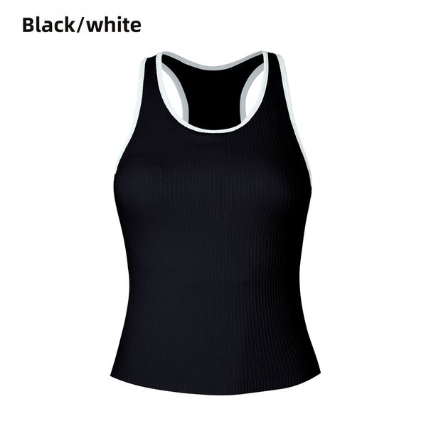 Contrasting Color I-shaped Sports Vest For Women With Chest Pads, Shockproof Gathering Underwear, Summer Outer Wear, Tops, Yoga Clothes, Bras_ecoleips.com
