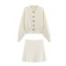 Women's Button-Down Knit Cardigan & Skirt Set | Spring/Summer Fashion Outfit | Streetwear Matching Set (S-L, White)_ecoleips.com