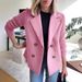 Women's Wool Blend Blazer Jacket With Notched Lapel, Elegant Casual Coat For Office & Daily Wear, Stretch Comfort Fit, Classic Solid Colors_ecoleips.com