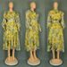 Plus Size Floral Maxi Dress – V-Neck & Lantern Sleeves (L-XXXL, Abstract Print, Polyester, Sweet & Elegant For Women)_ecoleips.com