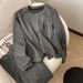 Women's Clothing Round Neck Casual Temperament Versatile Knitted Suit High Waist Wide Leg Pants Two Piece Suit_ecoleips.com