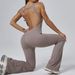 Women's Clothing Tight Yoga Nude Women Peach Sports Fitness Clothes Hip Lifting One Piece Yoga Clothes Flared Pants_ecoleips.com