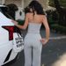 Women's Clothing 2025 Early Autumn New Fashion Street Style Halter Neck Backless Tank Top Slim Fit Pants Set_ecoleips.com