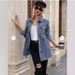 Women's Clothing Long Sleeved Raw Edge Denim Shirt Tops Women's Denim Jacket_ecoleips.com