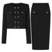 High Quality Fashion Luxury Women O-Neck Zipper Cardigan Outerwear + Bodycon Pencil Skirt Two-Piece Knit Suits Heavyweight Viscose Blend Gold Accents_ecoleips.com